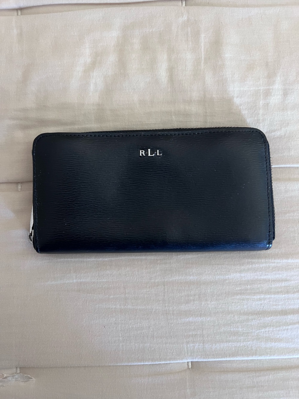 Lauren Ralph Lauren Black Zip Around RLL Logo Wallet